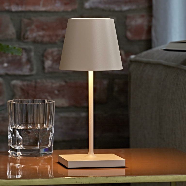 SIGOR Sigor Nuindie Akku-Tischleuchte mini Dünenbeige LED rund 250mm IP54 dimmbar Flex-Mood Easy-Connect