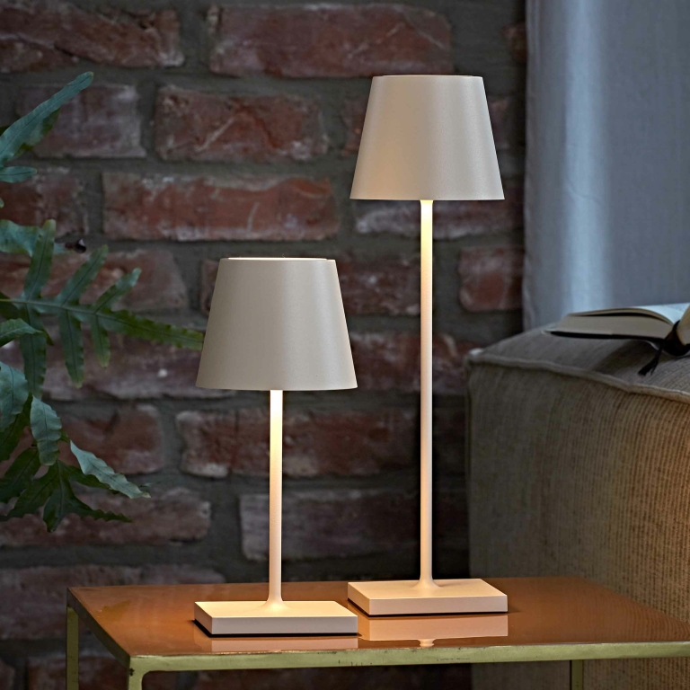 SIGOR Sigor Nuindie Akku-Tischleuchte mini Dünenbeige LED rund 250mm IP54 dimmbar Flex-Mood Easy-Connect