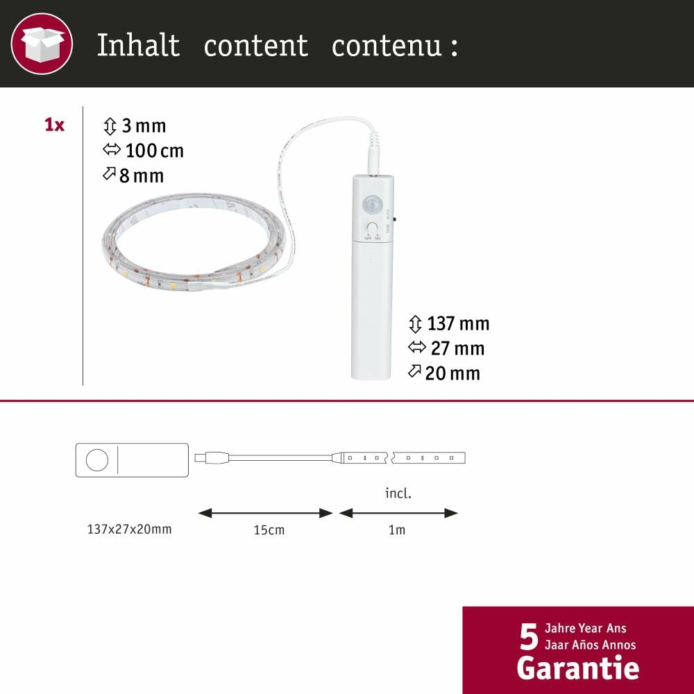 Paulmann LED-Lichtleiste (2 Stk., Länge: 30,5 cm, Schwarz)