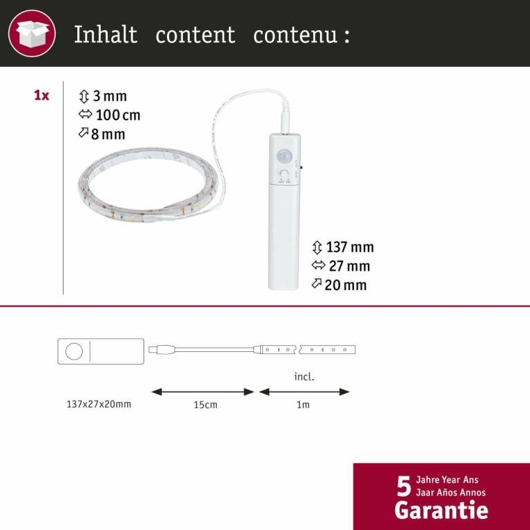 Paulmann LED Strip batteriebetrieben 1m   2W 156lm/m  3000K