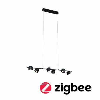 LED Pendelleuchte Puric Pane Smart Home ZigBee 6W 6-flammig Schwarz schwenkbar dimmbar Pendellänge einstellbar