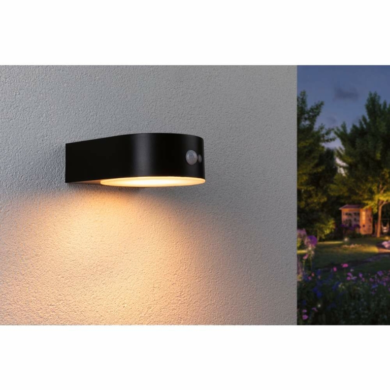 Paulmann Solar LED Außenwandleuchte Eileen mit Bewegungsmelder insektenfreundlich IP44 2200K 300lm Schwarz