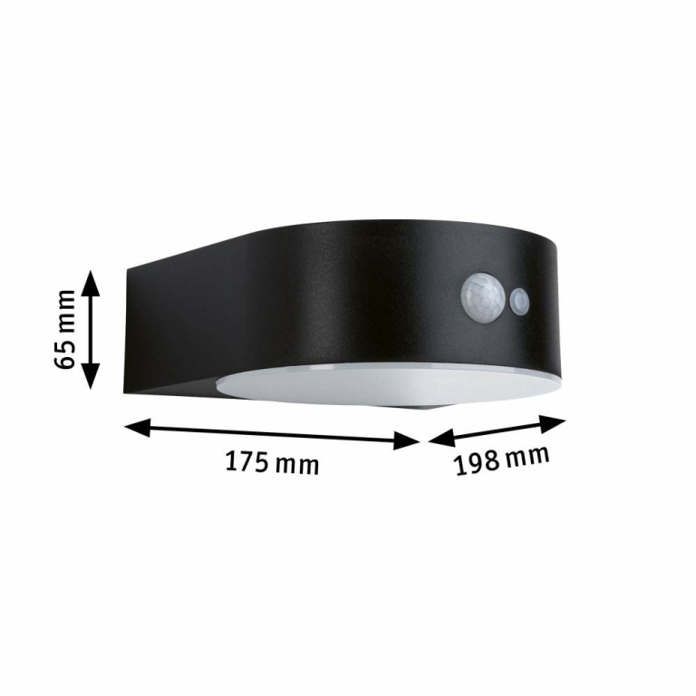 Paulmann Solar LED Außenwandleuchte Eileen mit Bewegungsmelder insektenfreundlich IP44 2200K 300lm Schwarz