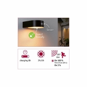 Solar LED Außenwandleuchte Eileen mit Bewegungsmelder insektenfreundlich IP44 2200K 300lm Schwarz