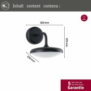 LED Außenwandleuchte Nostro  seewasserresistent IP44 rund 180x250mm 3000K 10W 900lm 230V  Anthrazit Aluminium
