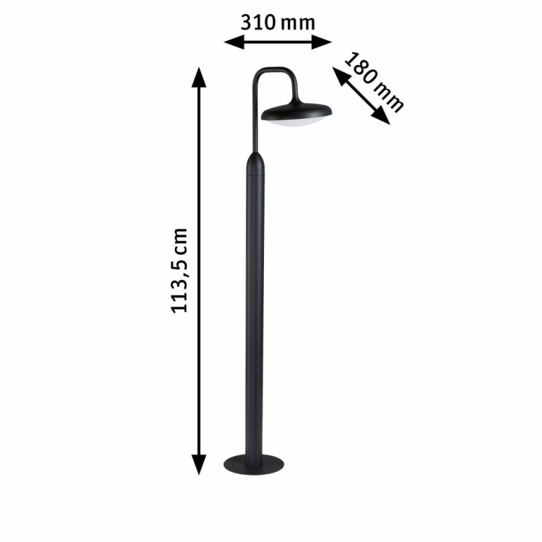Paulmann LED Pollerleuchte Nostro  seewasserresistent IP44 rund 1.135mm 3000K 10W 900lm 230V  Anthrazit  Aluminium