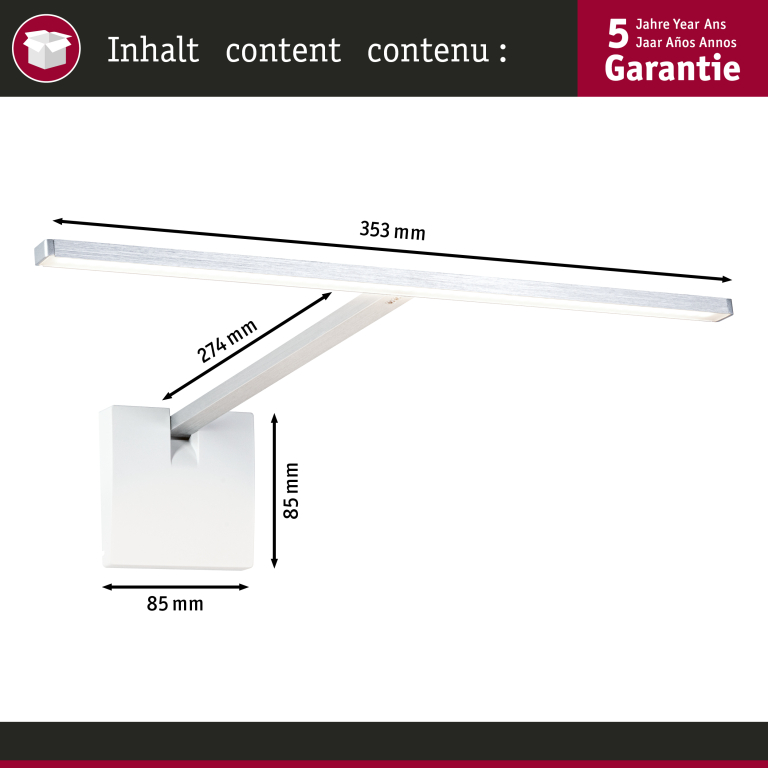 Paulmann LED Bilderleuchte Xana 2700K 420lm 24V 5,5W dimmbar Alu gebürstet