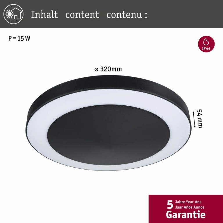 Paulmann LED Deckenleuchte ZigBee Smart Home Circula rund anthrazit Bewegungsmelder & Dämmerungssensor IP44 880lm 3000K 230V Tunable Warm insektenfreundlich