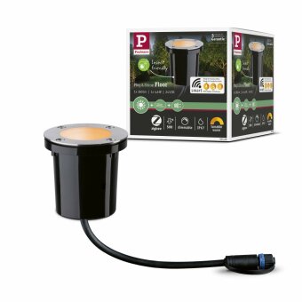 Plug & Shine LED Bodeneinbauleuchte Smart Home Zigbee 1m Einzelspot  IP65 Tunable White 4,6W   Schwarz#Edelstahl