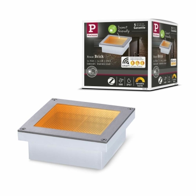 Paulmann LED Bodeneinbauleuchte Smart Home Zigbee Brick  insektenfreundlich IP67 eckig  2200 - 3000K 1W 18lm 230V Edelstahl Edelstahl