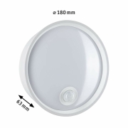 LED Außenwandleuchte Platomo weiß rund mit Bewegungsmelder IP44 1200lm 3000K seewasserresistent (LED fest verbaut)