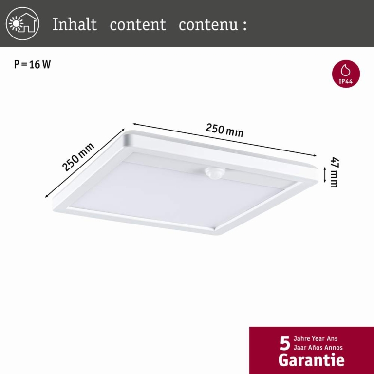 Paulmann LED Außenwandleuchte Lamina weiß eckig mit Backlight und Bewegungsmelder IP44 14W 920lm Tunable Warm 230V