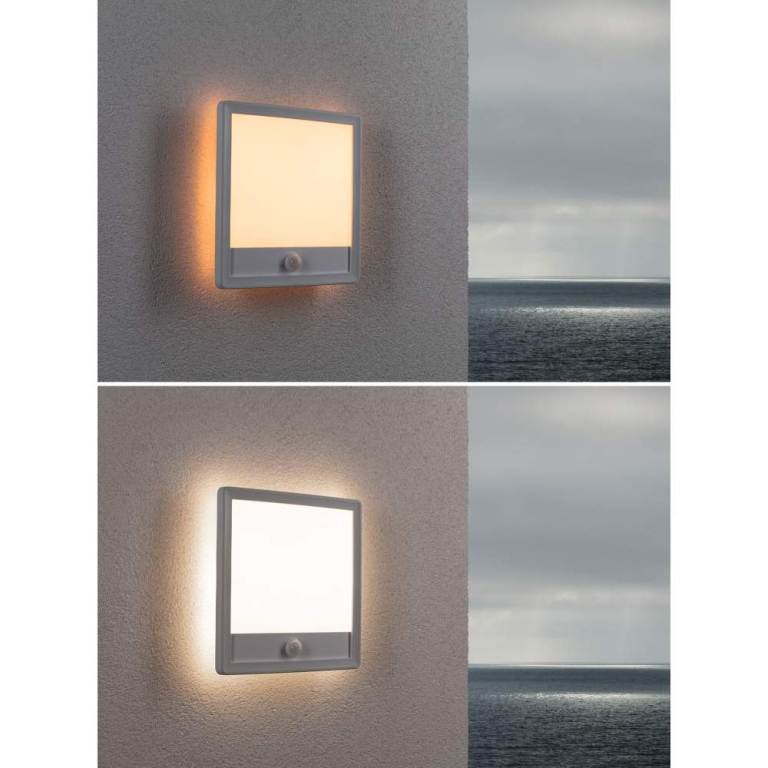 Paulmann LED Außenwandleuchte Lamina weiß eckig mit Backlight und Bewegungsmelder IP44 14W 920lm Tunable Warm 230V