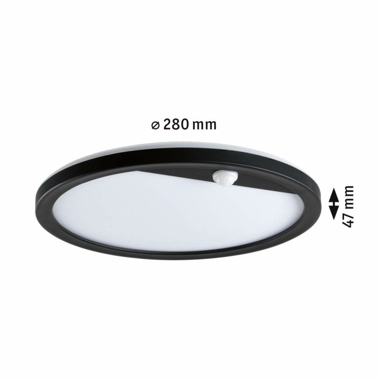Paulmann LED Außenwandleuchte Lamina schwarz rund mit Backlight und Bewegungsmelder IP44 14W 1150lm Tunable Warm 230V