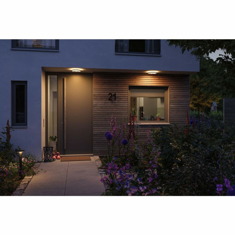 Paulmann LED Außenwandleuchte Lamina schwarz rund mit Backlight und Bewegungsmelder IP44 14W 1150lm Tunable Warm 230V