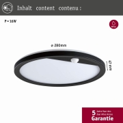 LED Außenwandleuchte Lamina schwarz rund mit Backlight und Bewegungsmelder IP44 14W 1150lm Tunable Warm 230V