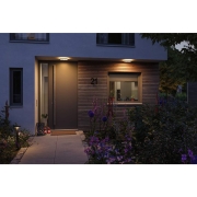 LED Außenwandleuchte Lamina schwarz rund mit Backlight und Bewegungsmelder IP44 14W 1150lm Tunable Warm 230V