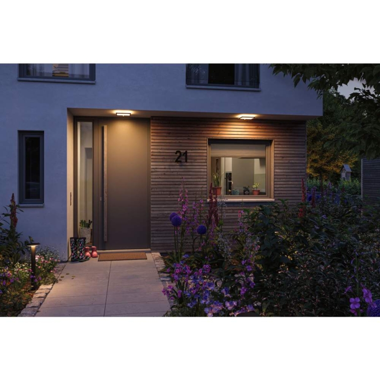 Paulmann LED Außenwandleuchte Lamina schwarz eckig mit Backlight und Bewegungsmelder IP44 14W 920lm Tunable Warm 230V