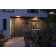 LED Außenwandleuchte Lamina schwarz eckig mit Backlight und Bewegungsmelder IP44 14W 920lm Tunable Warm 230V