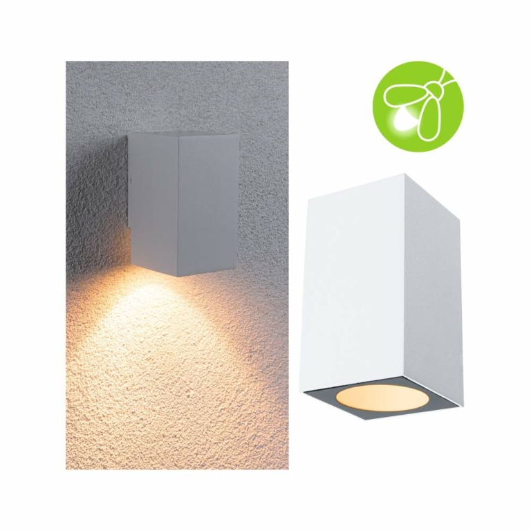 Paulmann LED Außenwandleuchte Flame insektenfreundlich IP44 eckig 58x103mm 2200K 4W 265lm 230V 75° Weiß Metall