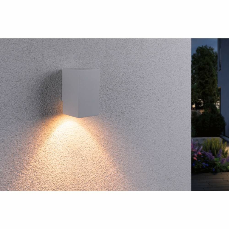 Paulmann LED Außenwandleuchte Flame insektenfreundlich IP44 eckig 58x103mm 2200K 4W 265lm 230V 75° Weiß Metall