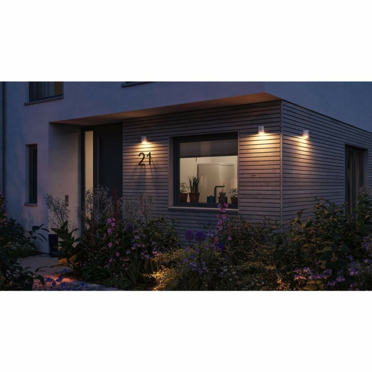 Paulmann LED Außenwandleuchte Flame insektenfreundlich IP44 eckig 58x103mm 2200K 4W 265lm 230V 75° Weiß Metall