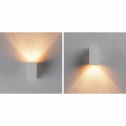 LED Außenwandleuchte Flame insektenfreundlich IP44 eckig 58x103mm 2200K 4W 265lm 230V 75° Weiß Metall