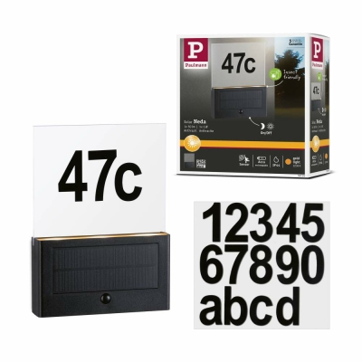 Paulmann Solar LED Hausnummernleuchte Neda Bewegungsmelder IP44 2200K 30lm Anthrazit