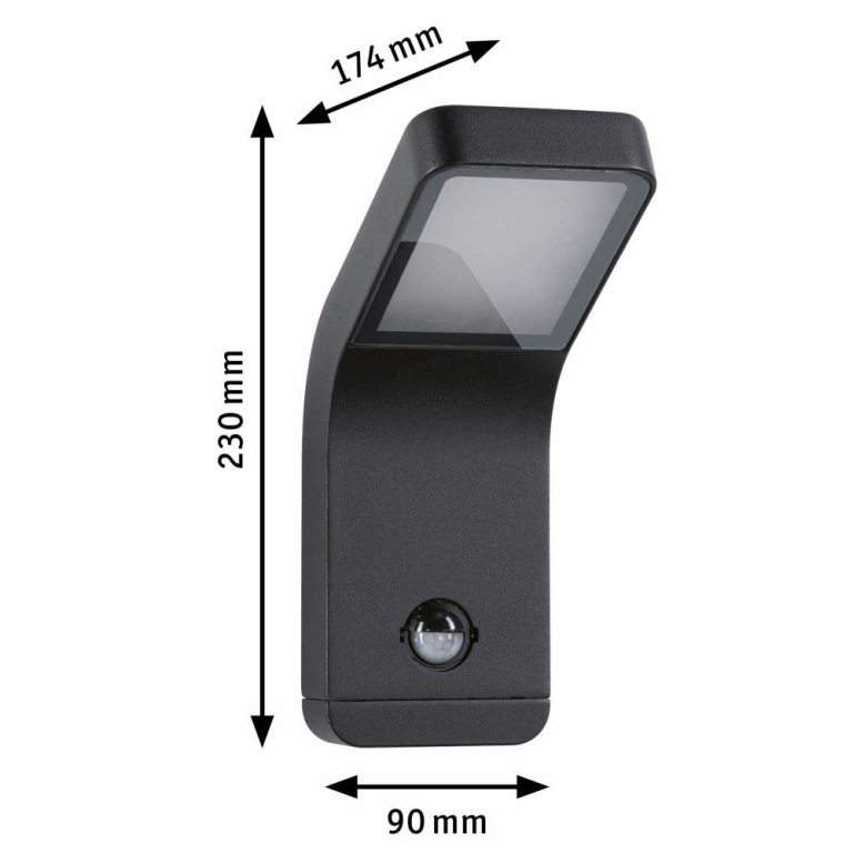 Paulmann LED Außenwandleuchte Kulma mit Bewegungsmelder anthrazit aluminium IP44 500lm 3000K 230V seewasserresistent
