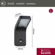 LED Außenwandleuchte Kulma mit Bewegungsmelder anthrazit aluminium IP44 500lm 3000K 230V seewasserresistent