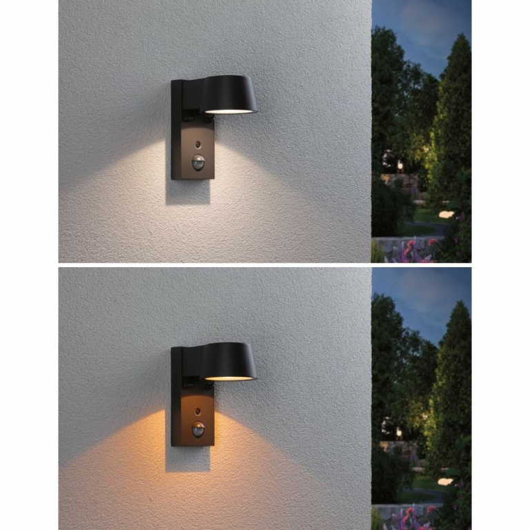 Paulmann LED Außenwandleuchte Capea anthrazit aluminium mit Bewegungsmelder & Dämmerungsschalter IP44 6W 450lm Tunable Warm 230V