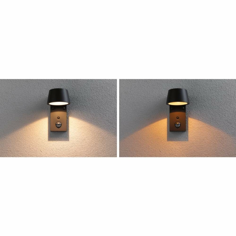 Paulmann LED Außenwandleuchte Capea anthrazit aluminium mit Bewegungsmelder & Dämmerungsschalter IP44 6W 450lm Tunable Warm 230V