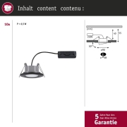 HomeSpa LED Einbauleuchte Calla Basisset schwenkbar IP65 rund 90mm 30°  10x6W 10x500lm 230V  4000K Schwarz matt