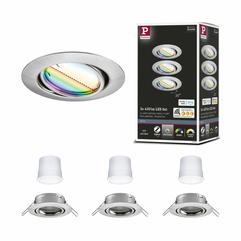 Coin Zigbee Einbauleuchte Smart LED Lampen1a schwenkbar Home Paulmann Basisset | Base 92467