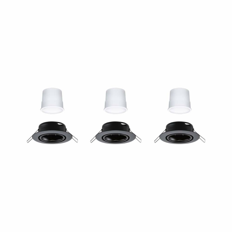 Paulmann LED Einbauleuchte Smart Home Zigbee Base Coin Basisset schwenkbar  rund 90mm 20°  3x4,9W 3x420lm 230V dimmbar RGBW+ Schwarz matt