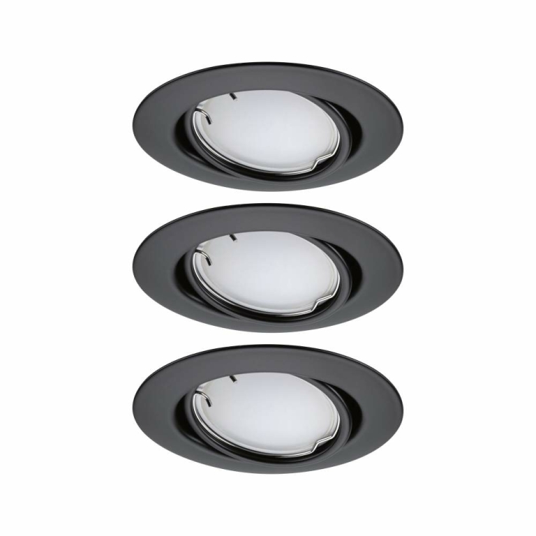 Paulmann LED Einbauleuchte Smart Home Zigbee Base Coin Basisset schwenkbar  rund 90mm 20°  3x4,9W 3x420lm 230V dimmbar RGBW+ Schwarz matt