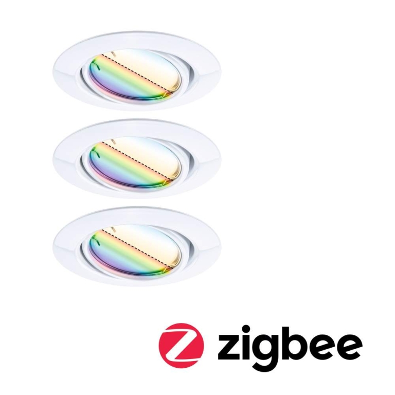 Paulmann LED Einbauleuchte Smart Home Zigbee Base Coin Basisset schwenkbar  rund 90mm 20°  3x4,9W 3x420lm 230V dimmbar RGBW+ Weiß
