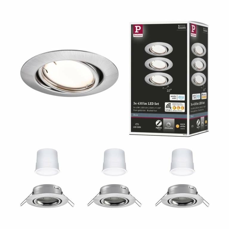 LED Zigbee Einbauleuchte | Base schwenkbar Smart Basisset Coin Paulmann 92467 Home Lampen1a