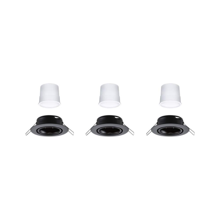 Paulmann LED Einbauleuchte Smart Home Zigbee Base Coin Basisset schwenkbar  rund 90mm 20°  3x4,9W 3x430lm 230V dimmbar 3000K Schwarz matt