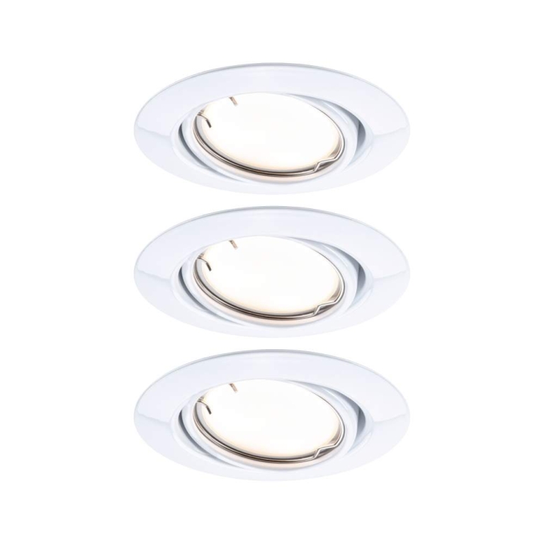 Paulmann LED Einbauleuchte Smart Home Zigbee Base Coin Basisset schwenkbar  rund 90mm 20°  3x4,9W 3x430lm 230V dimmbar 3000K Weiß