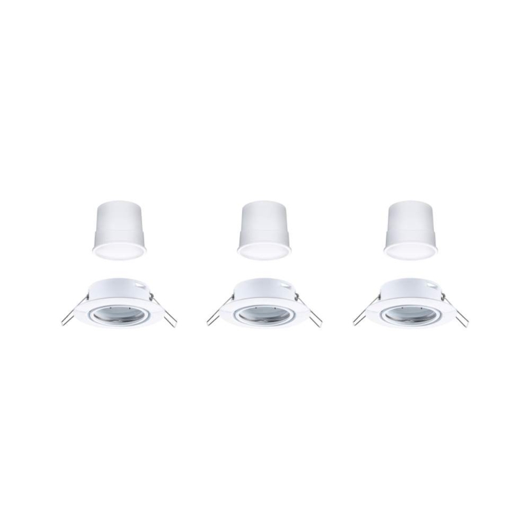 Paulmann LED Einbauleuchte Smart Home Zigbee Base Coin Basisset schwenkbar  rund 90mm 20°  3x4,9W 3x430lm 230V dimmbar 3000K Weiß