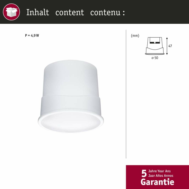 Paulmann LED Modul Einbauleuchte Smart Home Zigbee Base Coin    rund 50mm  Coin 4,9W 420lm 230V dimmbar RGBW+ Satin