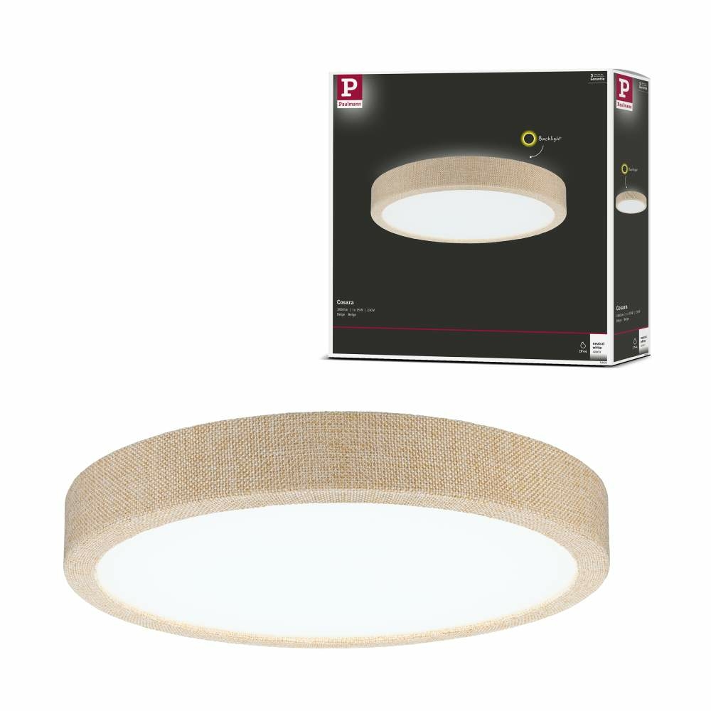 Paulmann 71054 LED Panel Cosara IP44 rund 300mm 15W 1300lm 4000K Beige |  Lampen1a