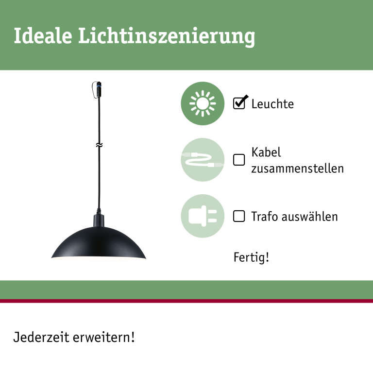 Paulmann Plug & Shine Pendelleuchte Mapalo IP44 3000K 2W Anthrazit