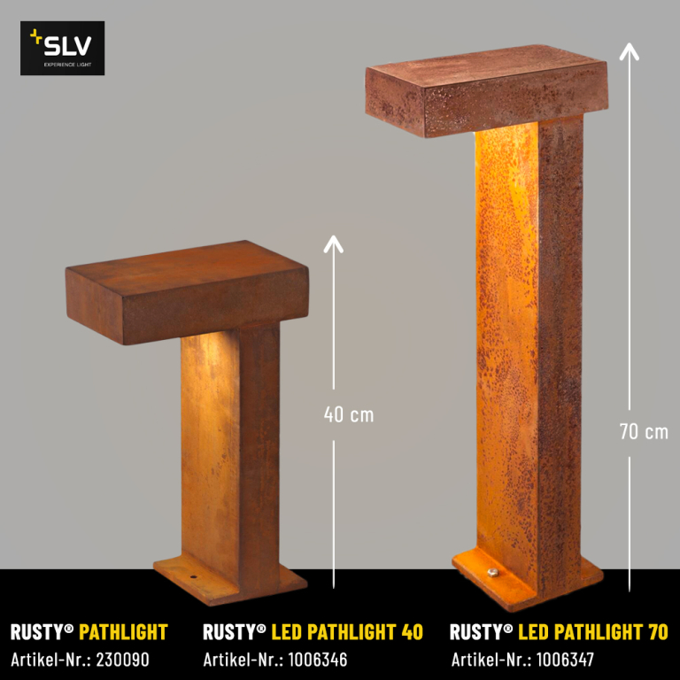 SLV RUSTY® PATHLIGHT 70 LED-Wegeleuchte Außenstandleuchte rost farbend 3000K 470lm IP55 FeCSi-Stahl gerostet Höhe 70cm