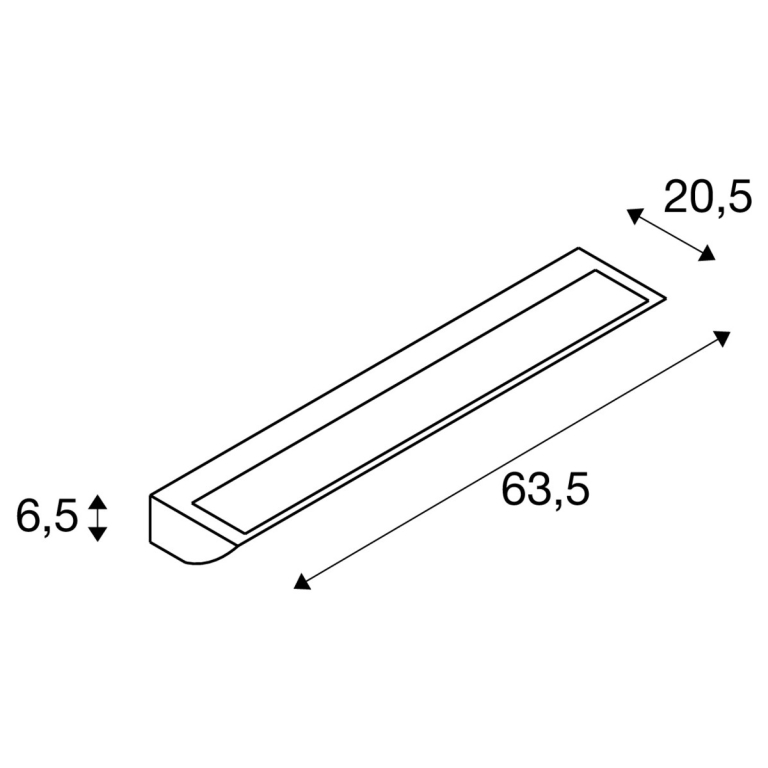 SLV VANO WING SP DALI Wandaufbauleuchte 63cm grau 25W 1400lm 3000K CRI80 120° DALI