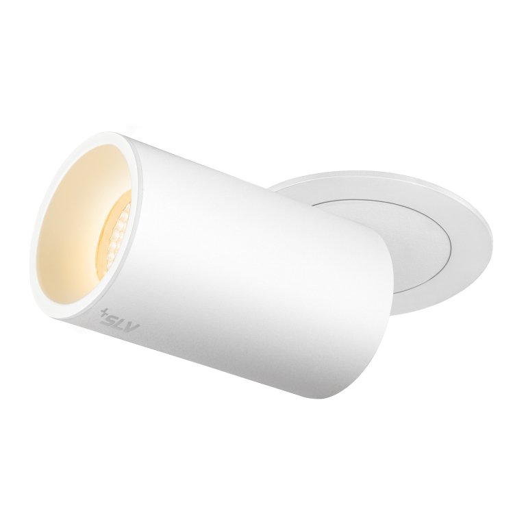 SLV NUMINOS® PROJECTOR M, Deckeneinbauleuchte, 3000 K, 55°, zylindrisch, weiß / weiß