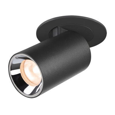 SLV NUMINOS® PROJECTOR XS, Deckeneinbauleuchte, 2700 K, 20°, zylindrisch, schwarz / chrom