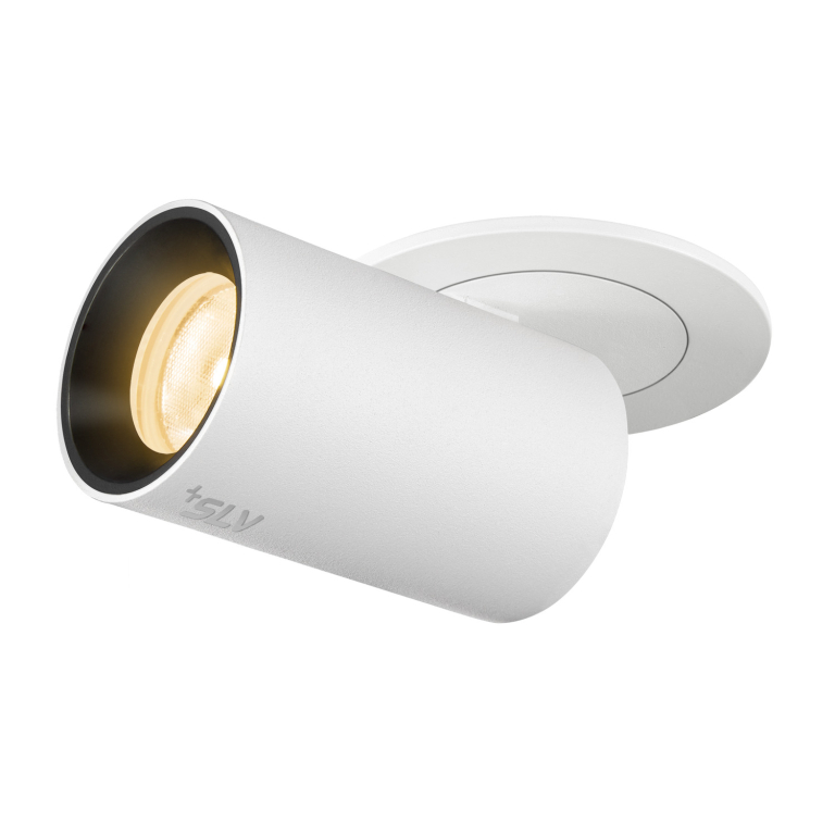 SLV NUMINOS® PROJECTOR XS, Deckeneinbauleuchte, 3000 K, 40°, zylindrisch, weiß / schwarz