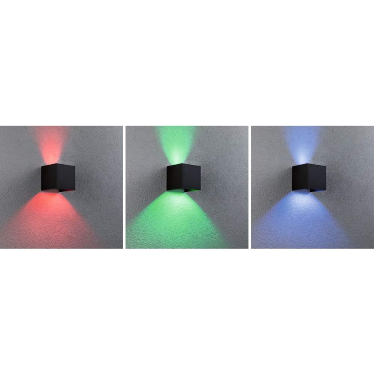 Paulmann House LED Außenwandleuchte Smart Home Zigbee Cybo  IP44 eckig 100x100mm RGBW 2x2,5W 2x150lm 230V  Anthrazit Aluminium